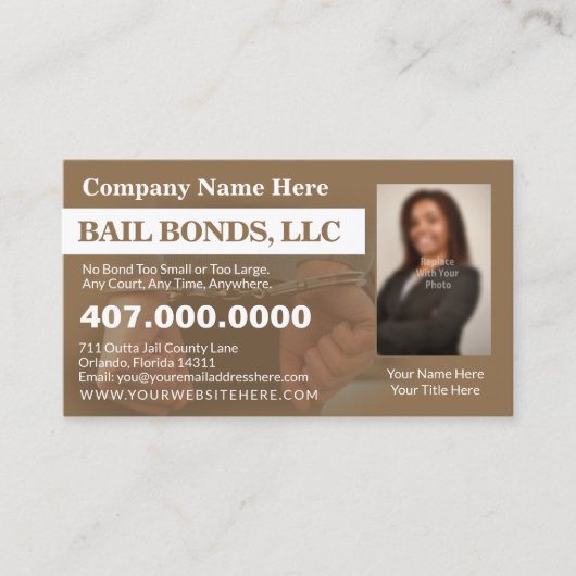 Bail Bonds Foto bedrijfskaarttemplate aanpassen Visitekaartje (Voorkant)