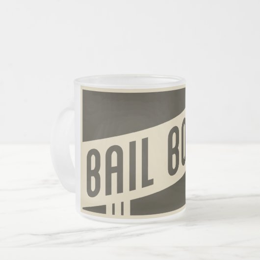bail bonds matglas koffiemok (Voorkant links)