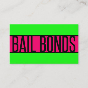 Bail Bonds Neon Green en Hot Pink Visitekaartje