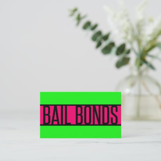 Bail Bonds Neon Green en Hot Pink Visitekaartje (Staand voorkant)
