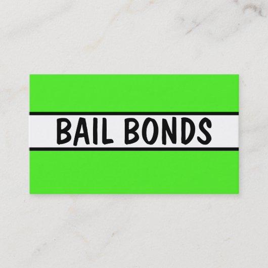 Bail Bonds Neon Green Visitekaartje (Voorkant)