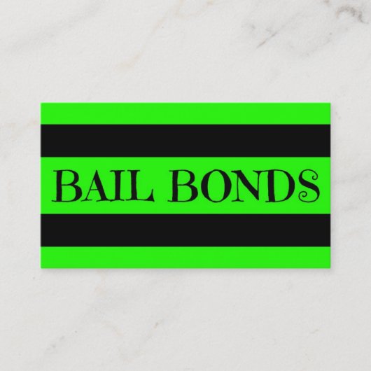 Bail Bonds Neon Groen Visitekaartje (Voorkant)