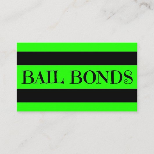 Bail Bonds Neon Groen Visitekaartje (Voorkant)