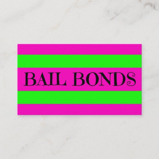 Bail Bonds Neon Kleuren Visitekaartje (Voorkant)