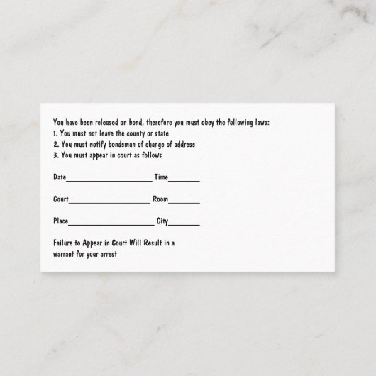 Bail Bonds Twee Kant Moderne Visitekaartjes (Achterkant)