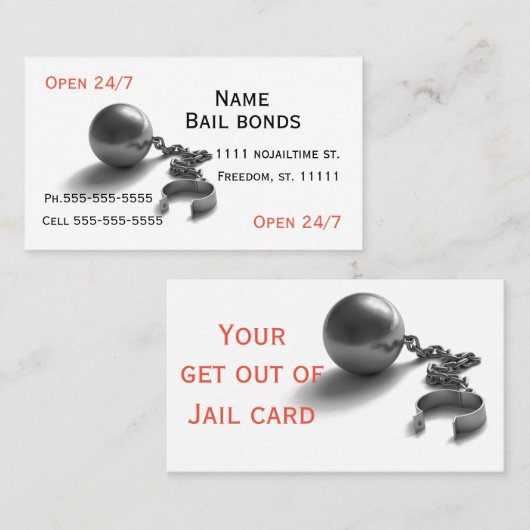 Bail bonds visitekaartje (Voorkant / Achterkant)