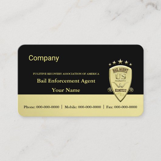 Bail Enforcement Agent Visitekaartje (Voorkant)
