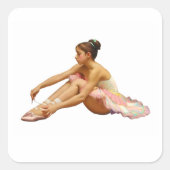 Bailarina arreglando sus zapatillas  vierkante sticker (Voorkant)