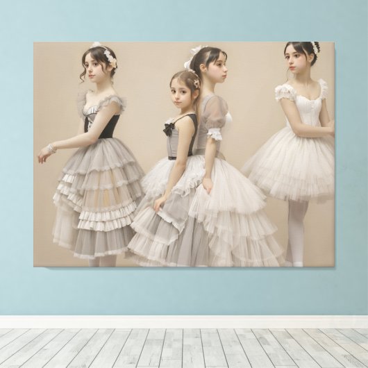 Bailarinas con trajes románticos canvas afdruk (Insitu (Houten vloer))
