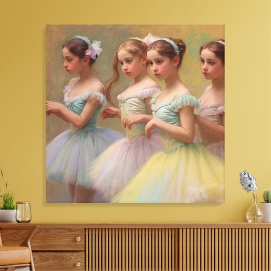 Bailarinas en el estilo de Degas en tonos suaves Canvas Afdruk (Insitu (Woonkamer))