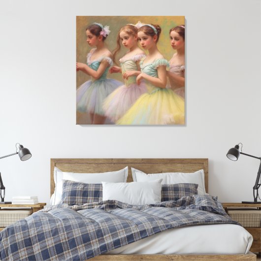 Bailarinas en el estilo de Degas en tonos suaves Canvas Afdruk (Insitu (Slaapkamer))