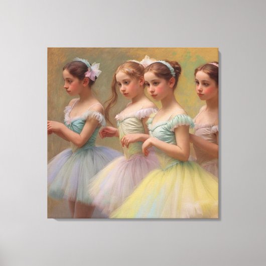 Bailarinas en el estilo de Degas en tonos suaves Canvas Afdruk (Voorkant)