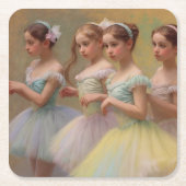 Bailarinas en el estilo de Degas en tonos suaves Kartonnen Onderzetters (Voorkant)