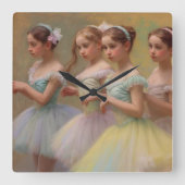 Bailarinas en el estilo de Degas en tonos suaves Vierkante Klok (Voorkant)
