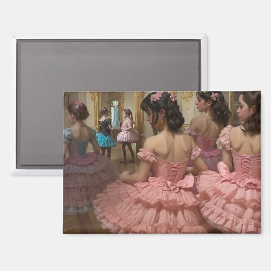 Bailarinas en una gran sala de estilo rocóco magneet (Voorkant / Achterkant)