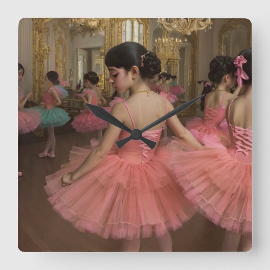 Bailarinas en una gran sala de estilo rocóco vierkante klok (Voorkant)