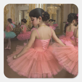 Bailarinas en una gran sala de estilo rocóco vierkante sticker