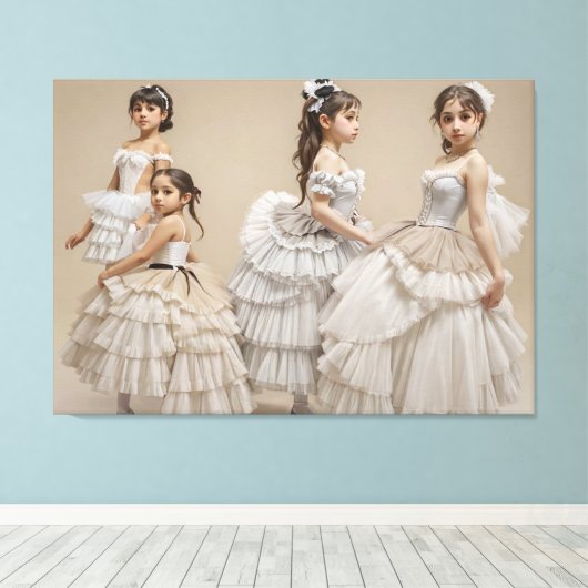 Bailarinas románticas lienzo canvas afdruk (Insitu (Houten vloer))