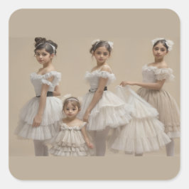 Bailarinas románticas vierkante sticker