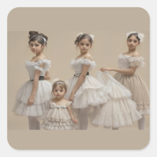 Bailarinas románticas vierkante sticker