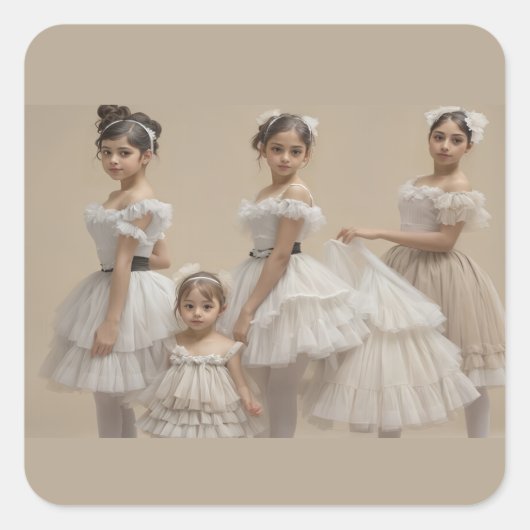 Bailarinas románticas vierkante sticker (Voorkant)