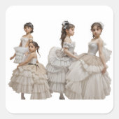 Bailarinas románticas vierkante sticker (Voorkant)