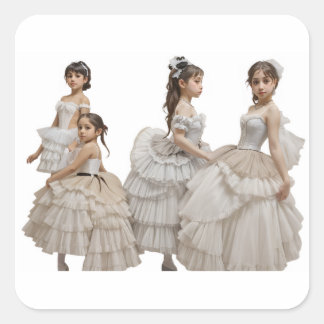 Bailarinas románticas vierkante sticker