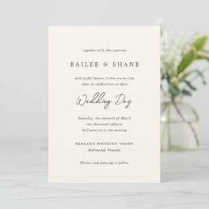 Bailee Cream Modern Wedding Kaart