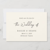 Bailee Cream Modern Wedding Save The Date (Voorkant)