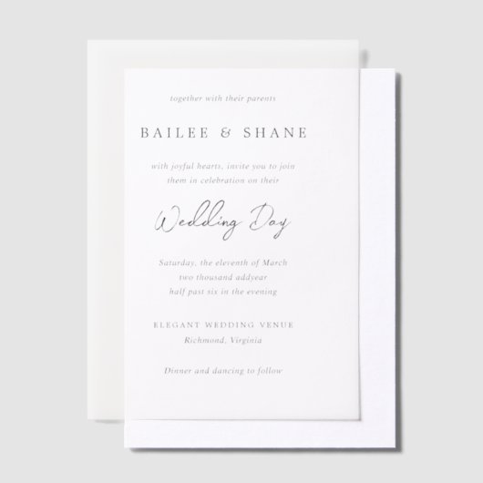 Bailee Modern Wedding Vellum Uitnodigingen (Offset)