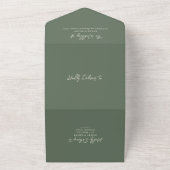 Bailee Olive Green Modern Wedding All In One Uitnodiging (Buitenkant)