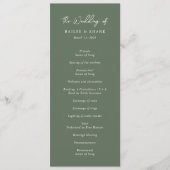 Bailee Olive Green Modern Wedding Programmakaart (Voorkant)