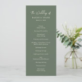 Bailee Olive Green Modern Wedding Programmakaart (Staand voorkant)