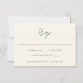 Bailee Olive Green Modern Wedding RSVP Kaartje (Voorkant)