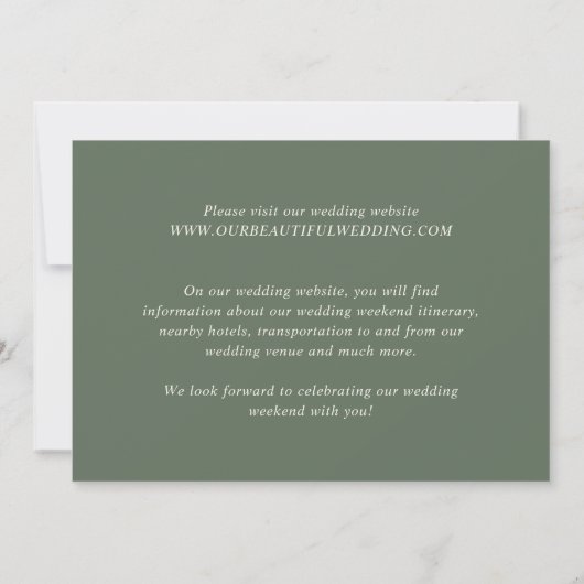 Bailee Olive Green Modern Wedding Save The Date (Achterkant)