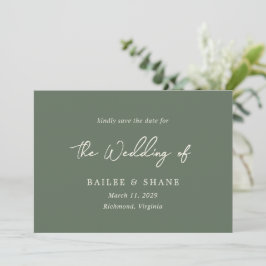 Bailee Olive Green Modern Wedding Save The Date