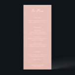 Bailee Peach Moderne bruiloft Menu<br><div class="desc">Elegant huwelijksmenu met een eenvoudige en minimale lay-out met "The Menu" in een eigentijdse scripttypografie. Een klassiek design met een moderne touch.</div>