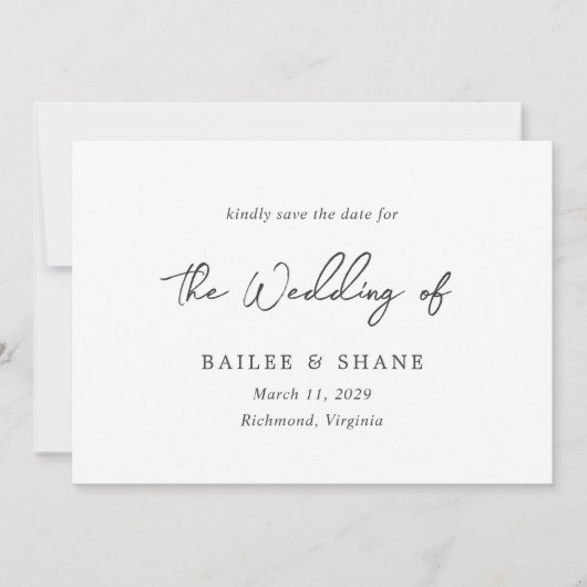 Bailee White Moderne bruiloft Save The Date (Voorkant)