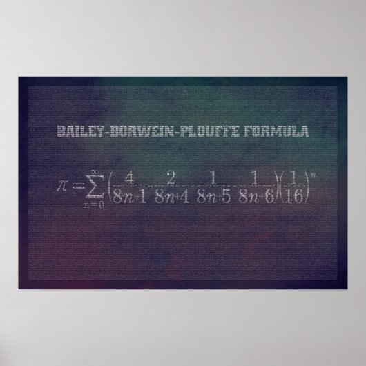 Bailey-Borwein-Plouffe Pi-formule - Wiskunde Poste Poster (Voorkant)