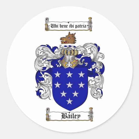 BAILEY FAMILY CREST - BAILEY COAT OF ARMS RONDE STICKER (Voorkant)