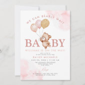 BAILEY Pink Barly Wait Teddy Bear Baby shower Kaart (Voorkant)