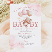 BAILEY Pink Barly Wait Teddy Bear Baby shower Kaart