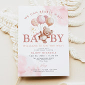 BAILEY Pink Barly Wait Teddy Bear Baby shower Kaart