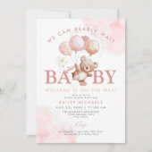 BAILEY Pink Barly Wait Teddy Bear Baby shower Kaart (Voorkant)