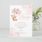 BAILEY Pink Barly Wait Teddy Bear Baby shower Kaart (Staand voorkant)