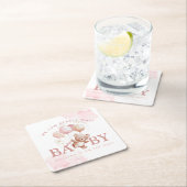 BAILEY Pink Barly Wait Teddy Bear Baby shower Kartonnen Onderzetters (Insitu)