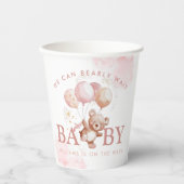 BAILEY Pink Barly Wait Teddy Bear Baby shower Papieren Bekers (Voorkant)