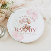 BAILEY Pink Barly Wait Teddy Bear Baby shower Papieren Bordje