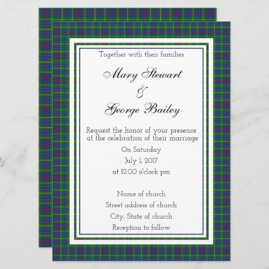 Bailey Scottish Wedding Invitation Kaart (Voorkant / Achterkant)