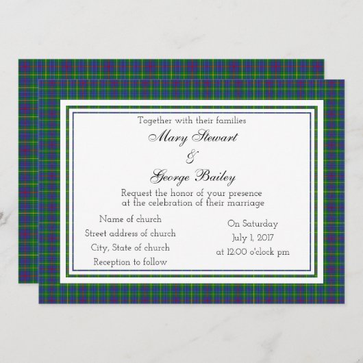Bailey Scottish Wedding Invitation Kaart (Voorkant / Achterkant)